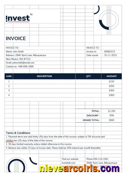 Financial Advisor Invoice